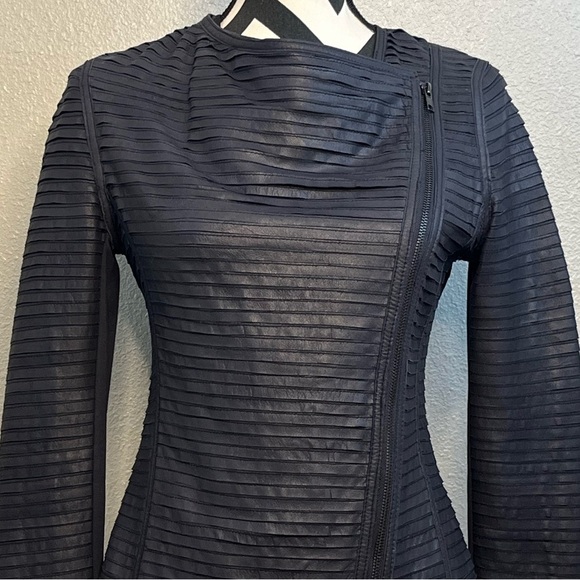 Vintage 100% Genuine Leather Asymmetrical Contrast Paneling Sz S Moto Jacket - Picture 5 of 14